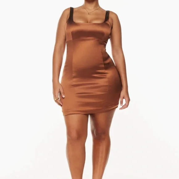 Wilfred | Dresses | Aritzia Color Anise Brown Shine Dress | Poshmark